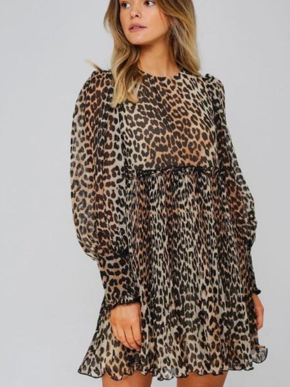 NWT GIANNI Multi Pleated Leopard Dress (was $235) - EU 42